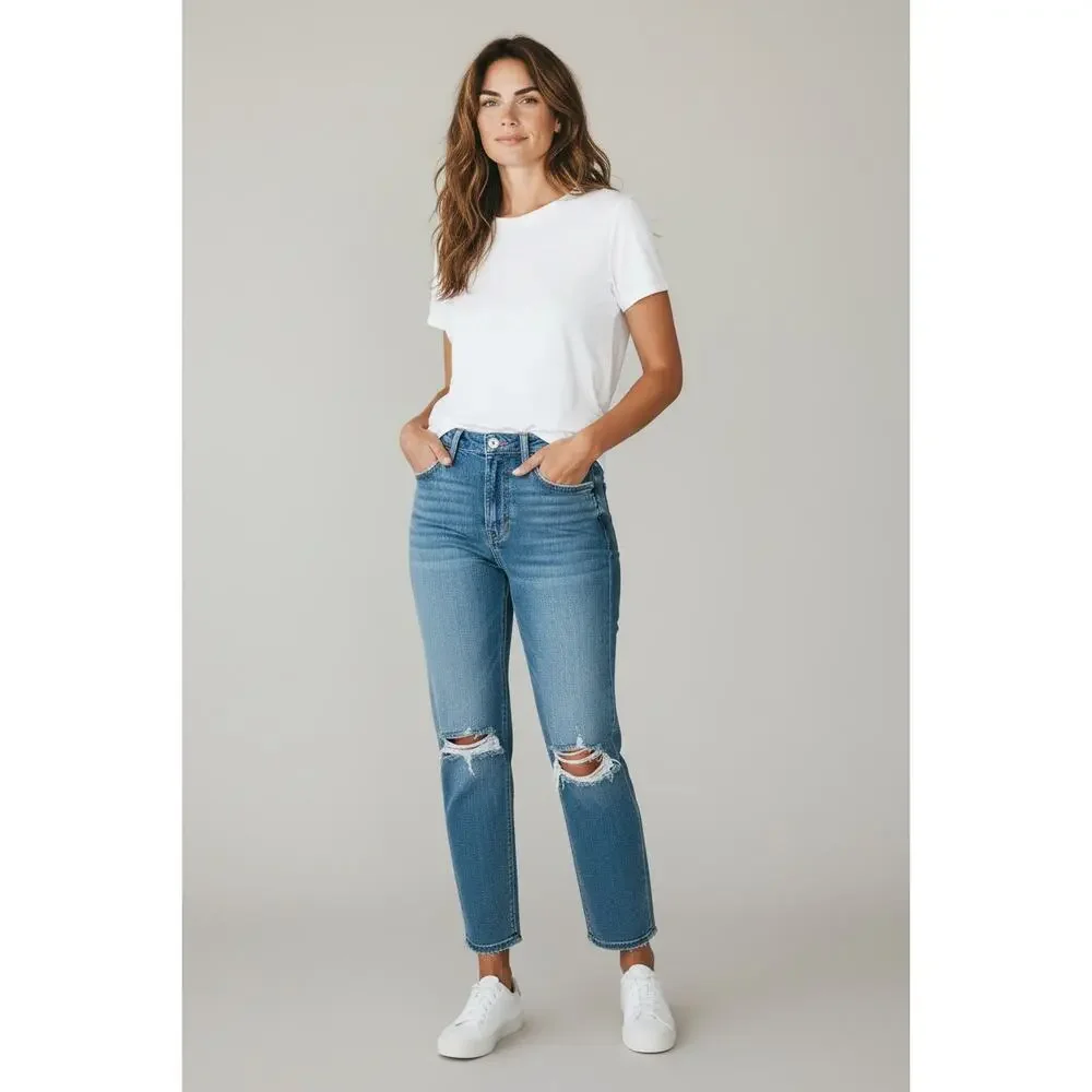 Good American Good Curve Straight Distressed Jeans 12/31 - Picture 1 of 7